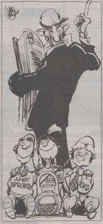 Cartoon 'Paars accoord', de Volkskrant 28-3-1992
