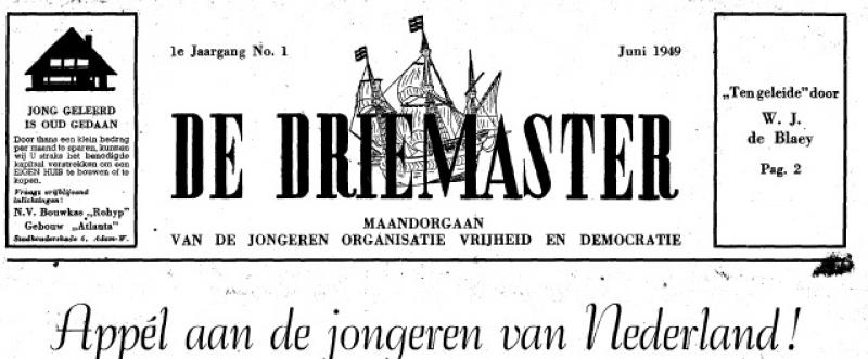 De omslagpagina van de eerste Driemaster